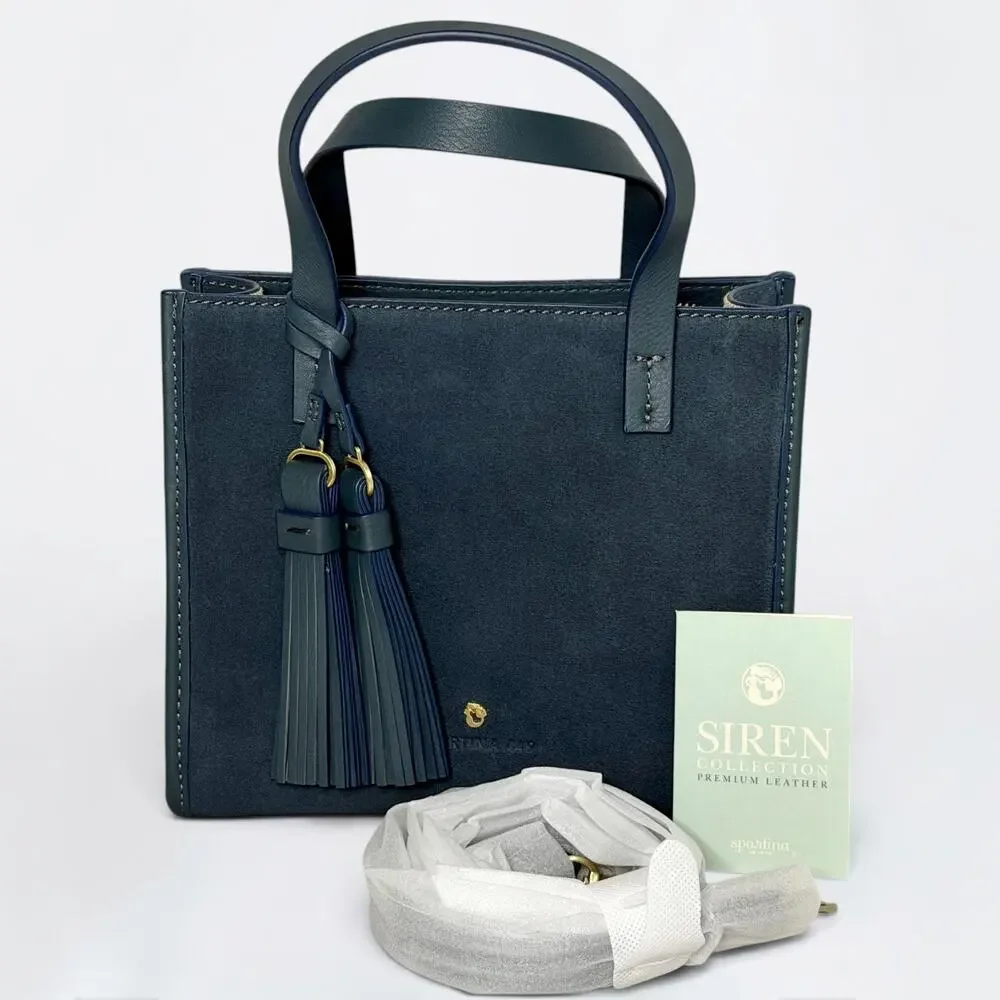 Spartina 449 Siren Dune Satchel Twilight Teal Suede Leather Crossbody NWOT